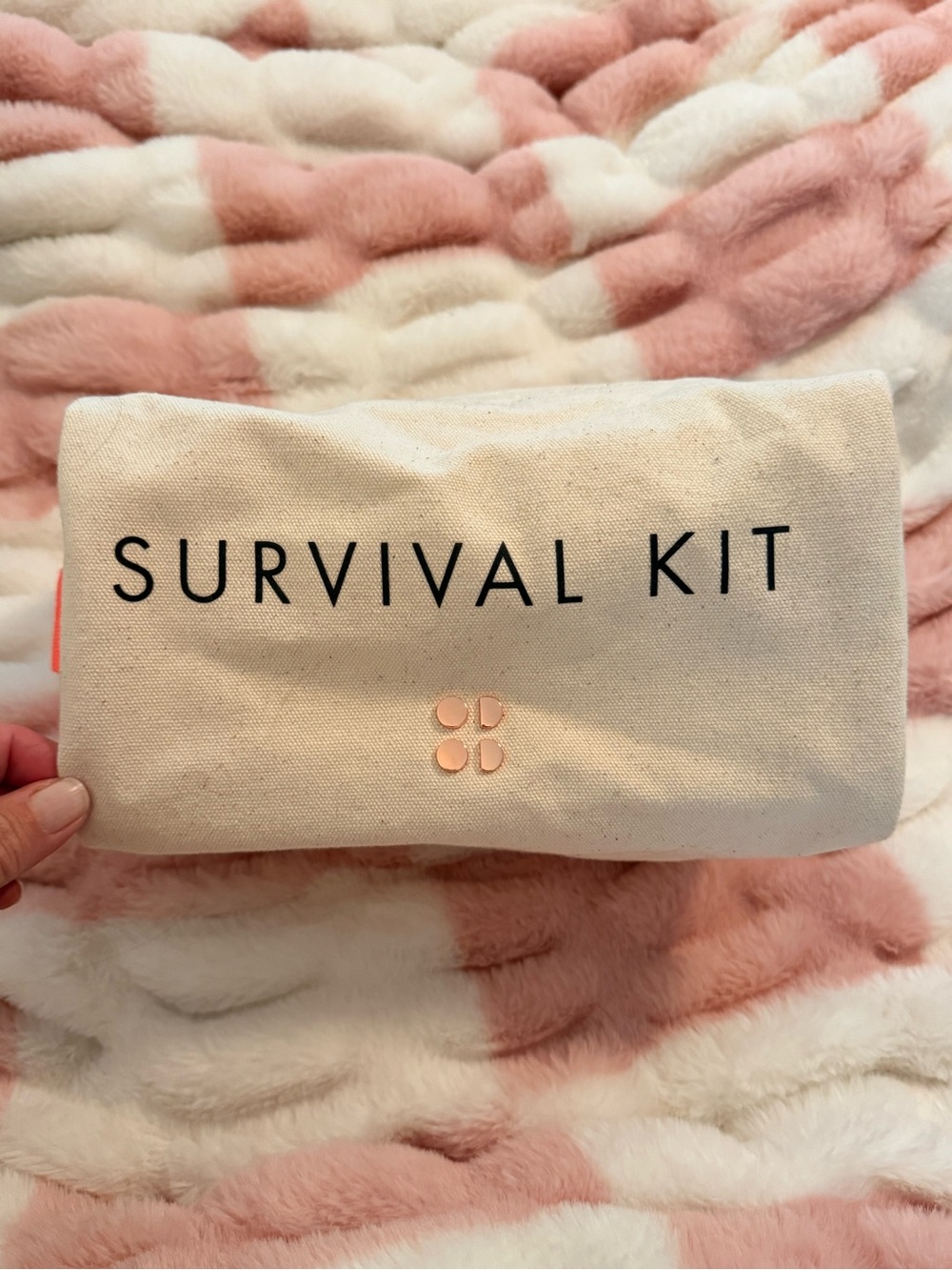 Sweaty Betty Natural Canvas Survival Kit Pouch with Pink Accents